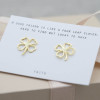 Gold earrings contour four leaf clover