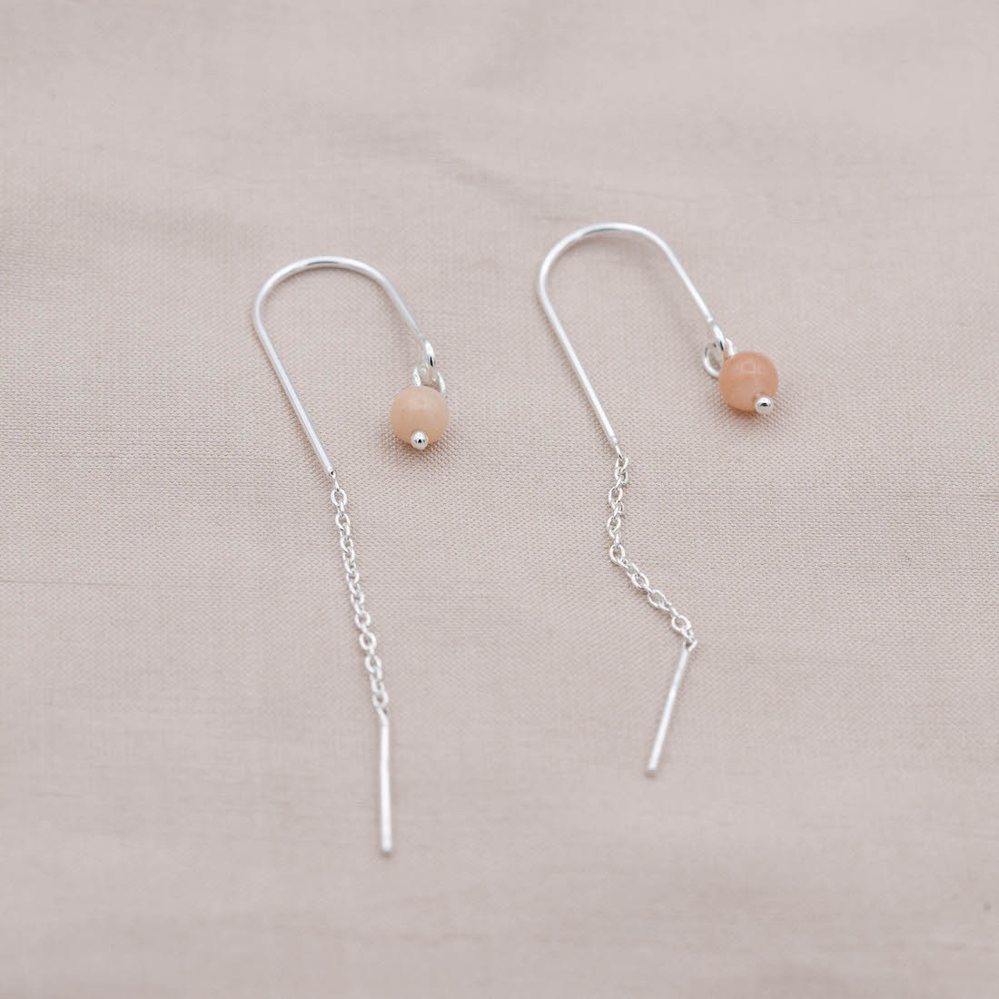 Silver earrings green agate