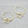 Gold earrings creole with big  star