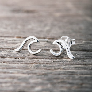 Silver earrings wave