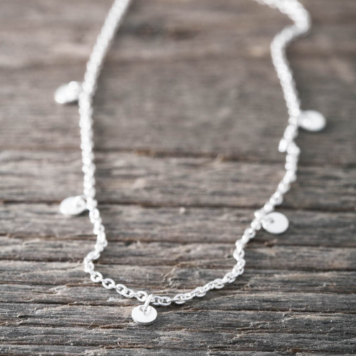 Silverhalsband choker med mini brickor