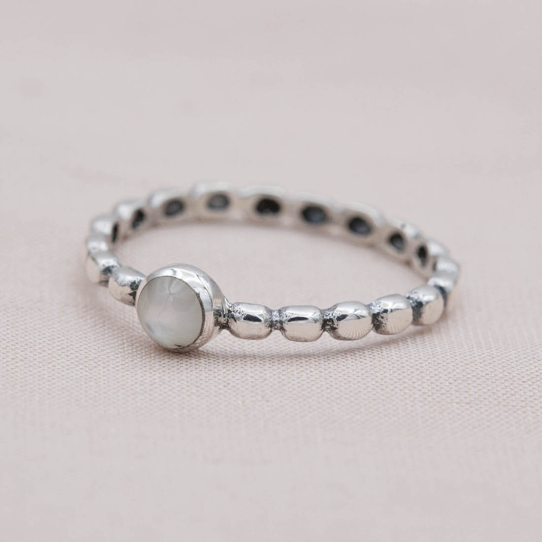 Silver ring with moonstone