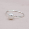Silver ring thin with pearl