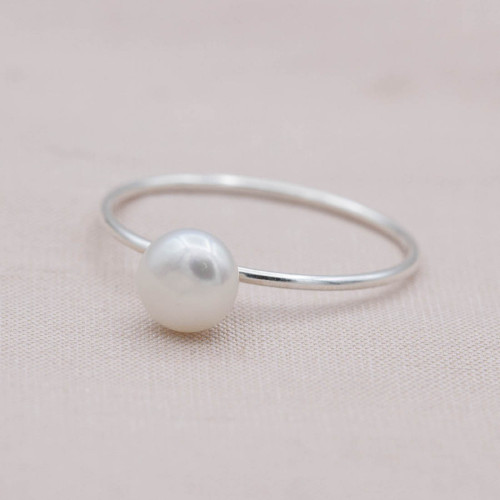 Silverring supertunn m pärla