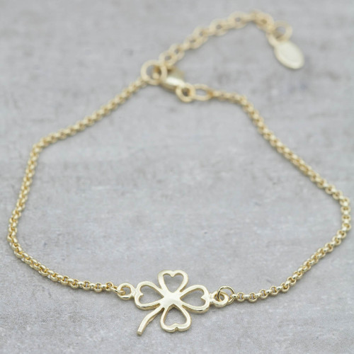 Silver bracelet contour four leaf clover