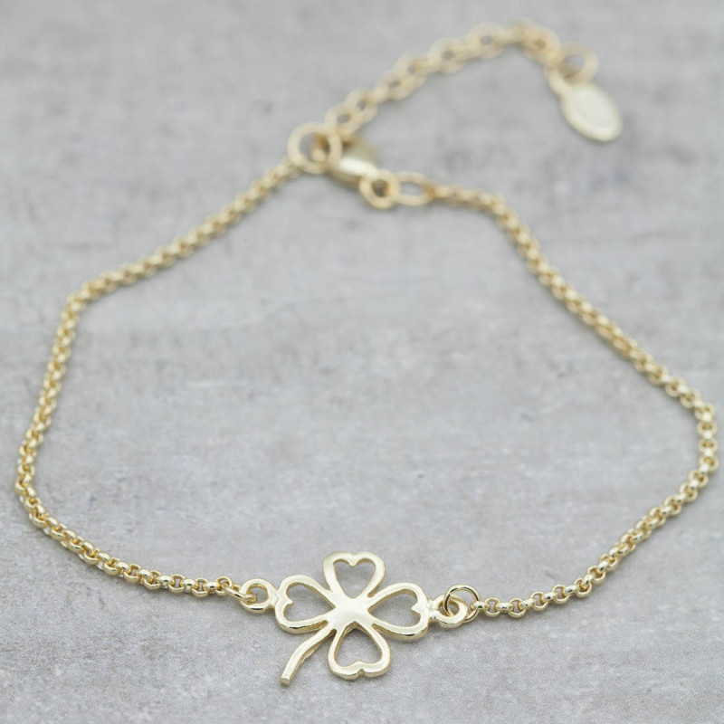Silver bracelet contour four leaf clover