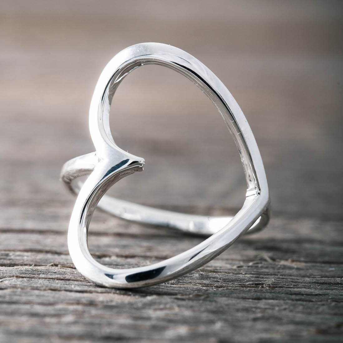 Silverring stort konturhjärta