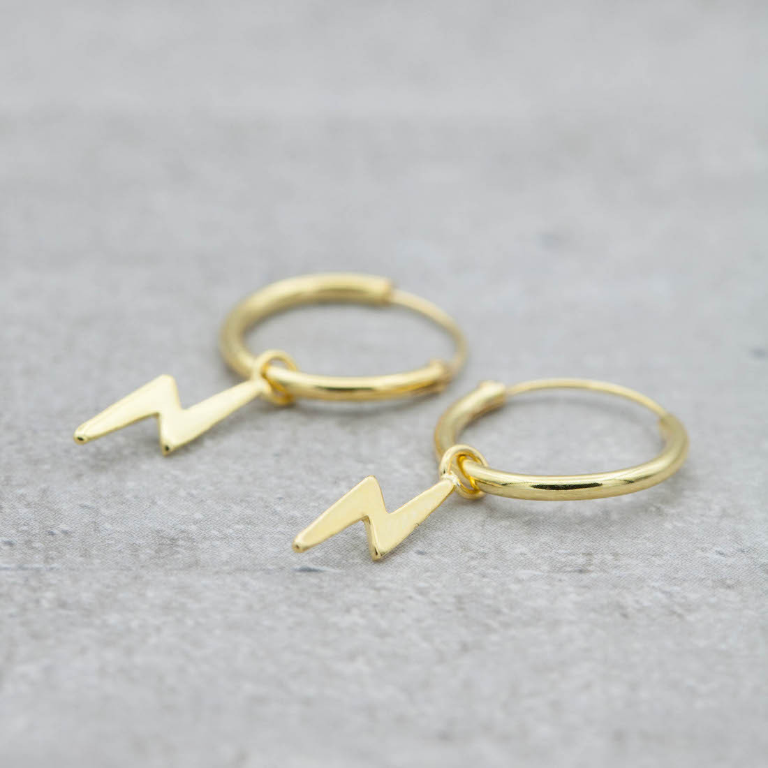 Gold hoop Lightning bolt