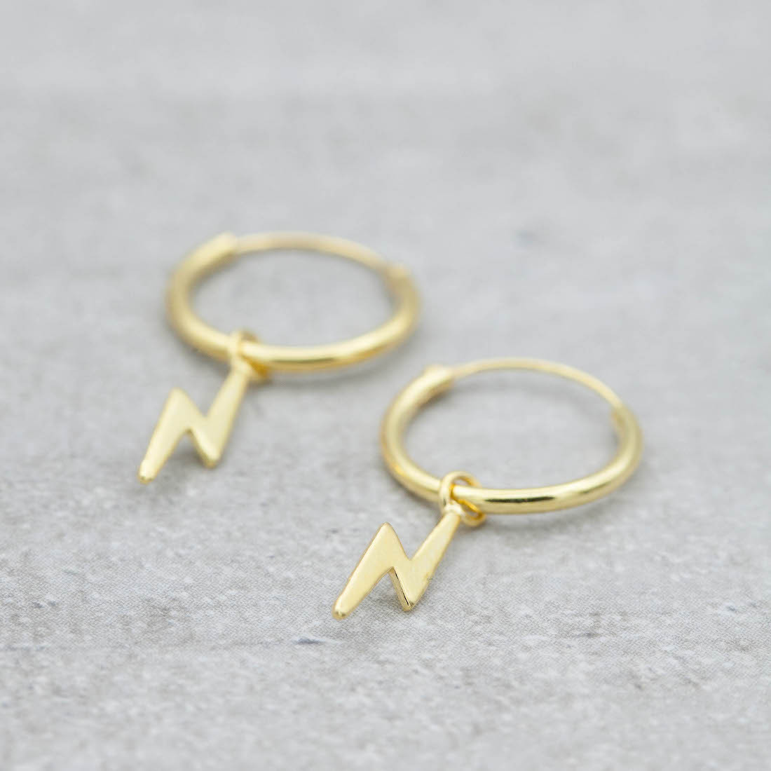 Gold hoop Lightning bolt