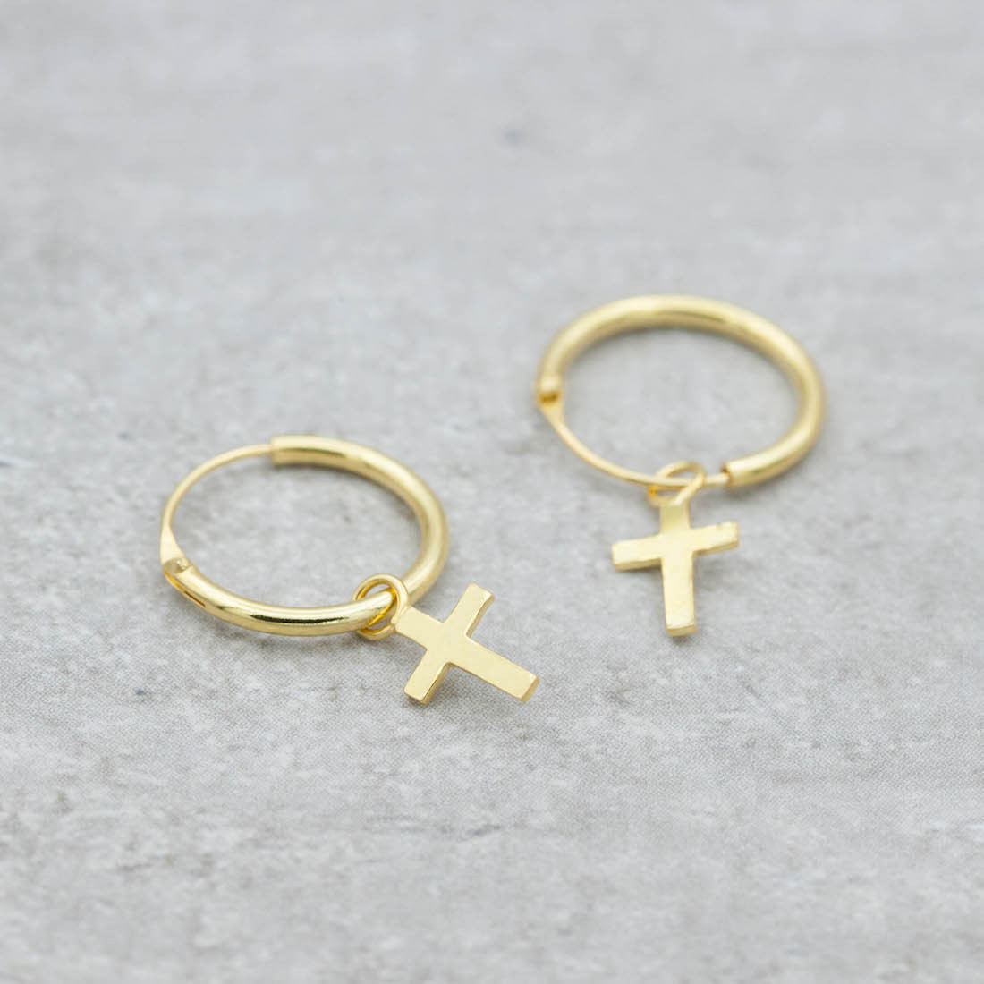 Gold hoop with cross