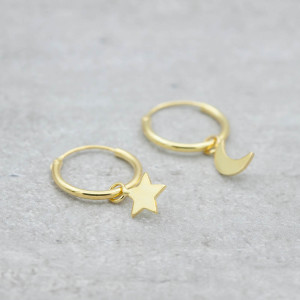 Gold hoop Star/Moon