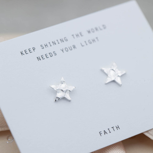 Silver earrings hammered disc