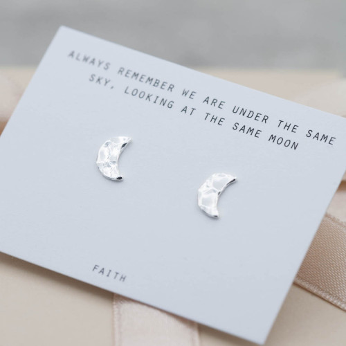 Silver earrings hammered disc