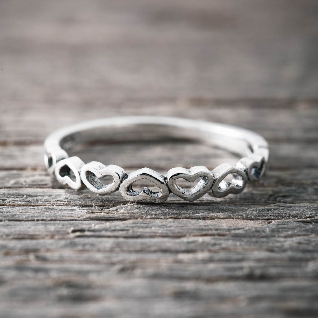 Silverring hjärtan