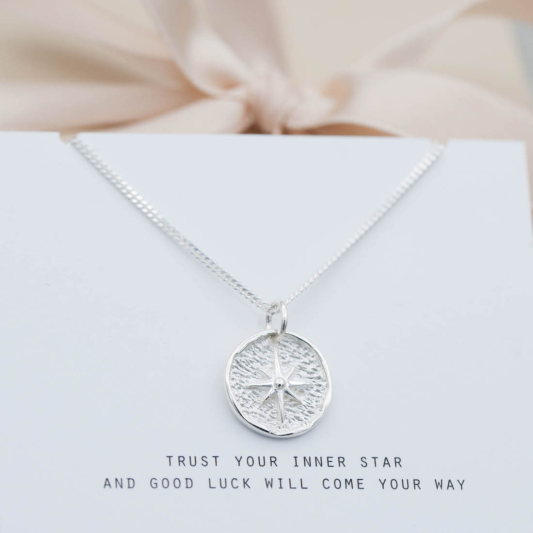 Silver necklace lucky coin star