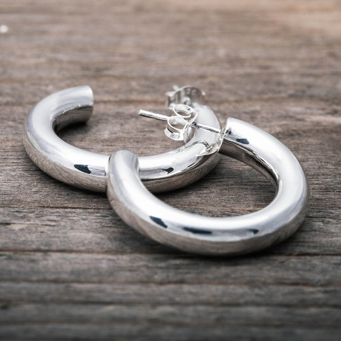 Silver earrings chunky hoops