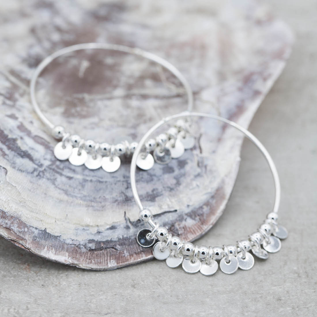 Silver boho hoops