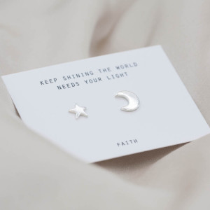 Silver earstuds star and moon