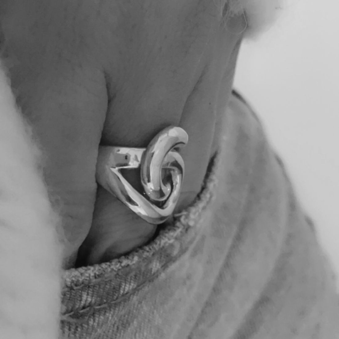 Silverring stor knut
