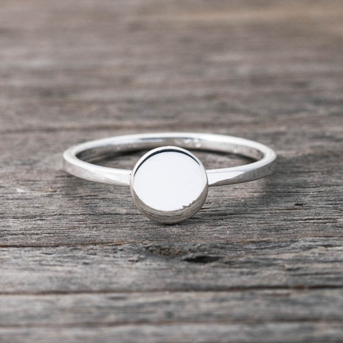 Silverring liten platta
