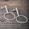 Silver earrings bar with circle