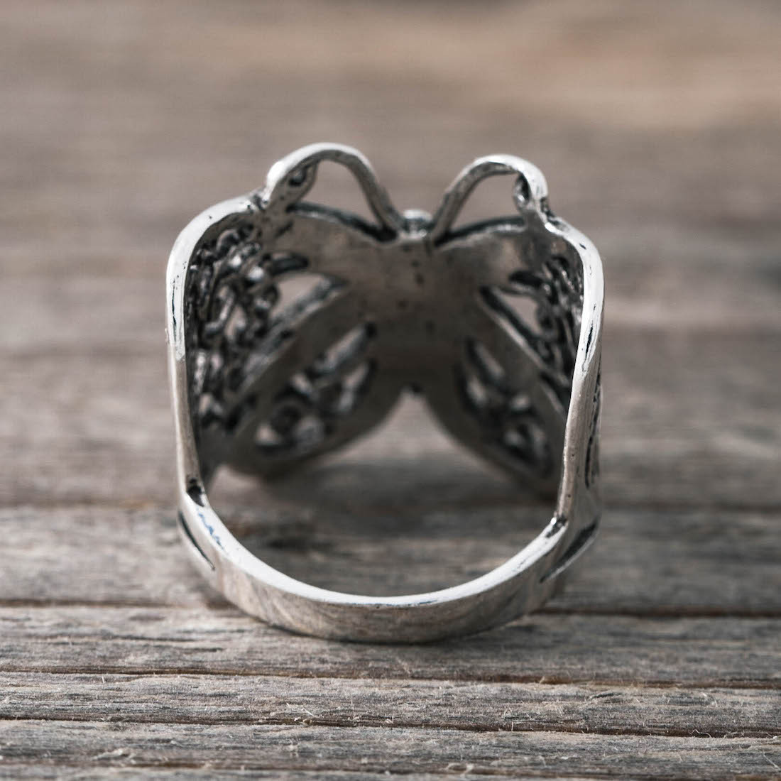 Silver ring big butterfly