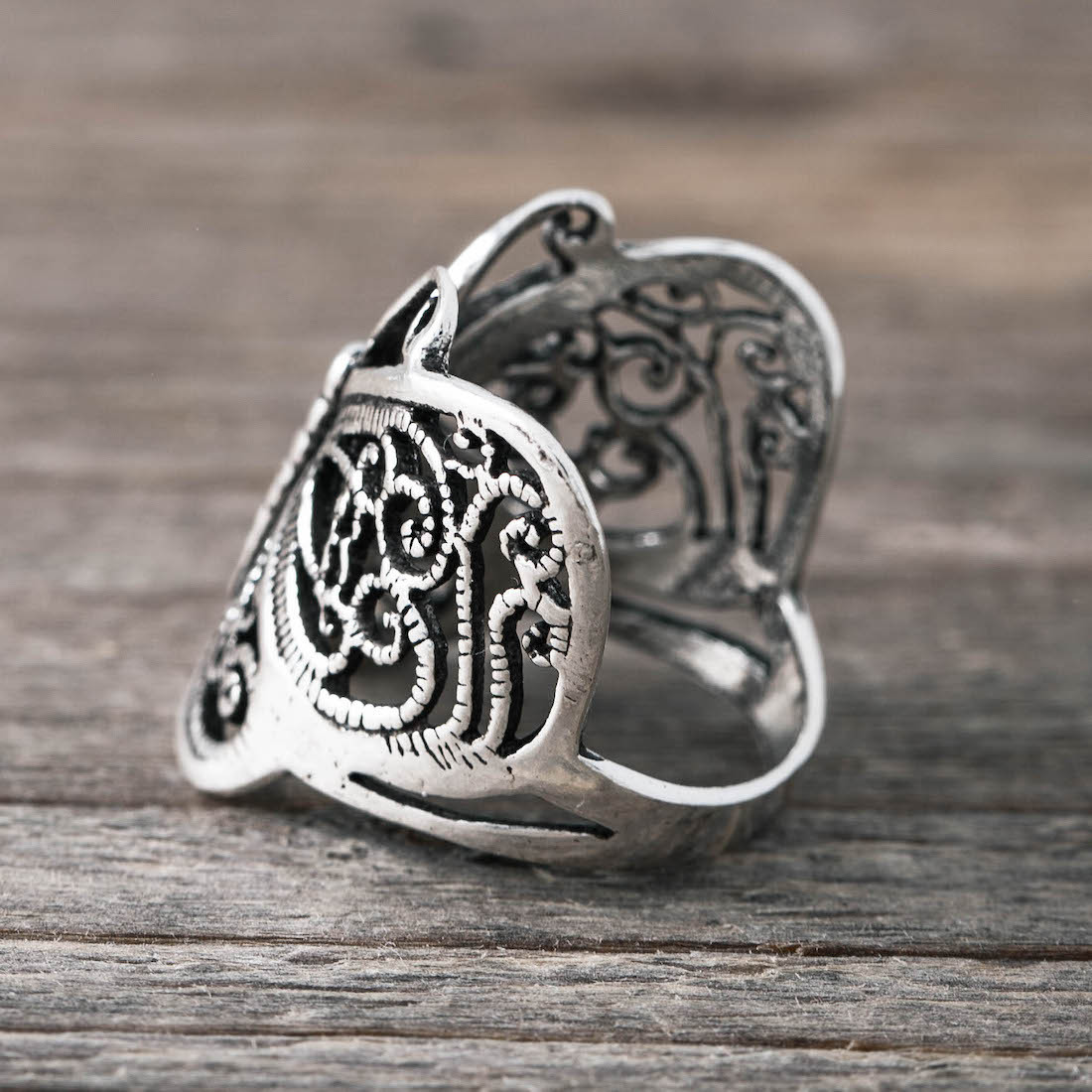 Silver ring big butterfly