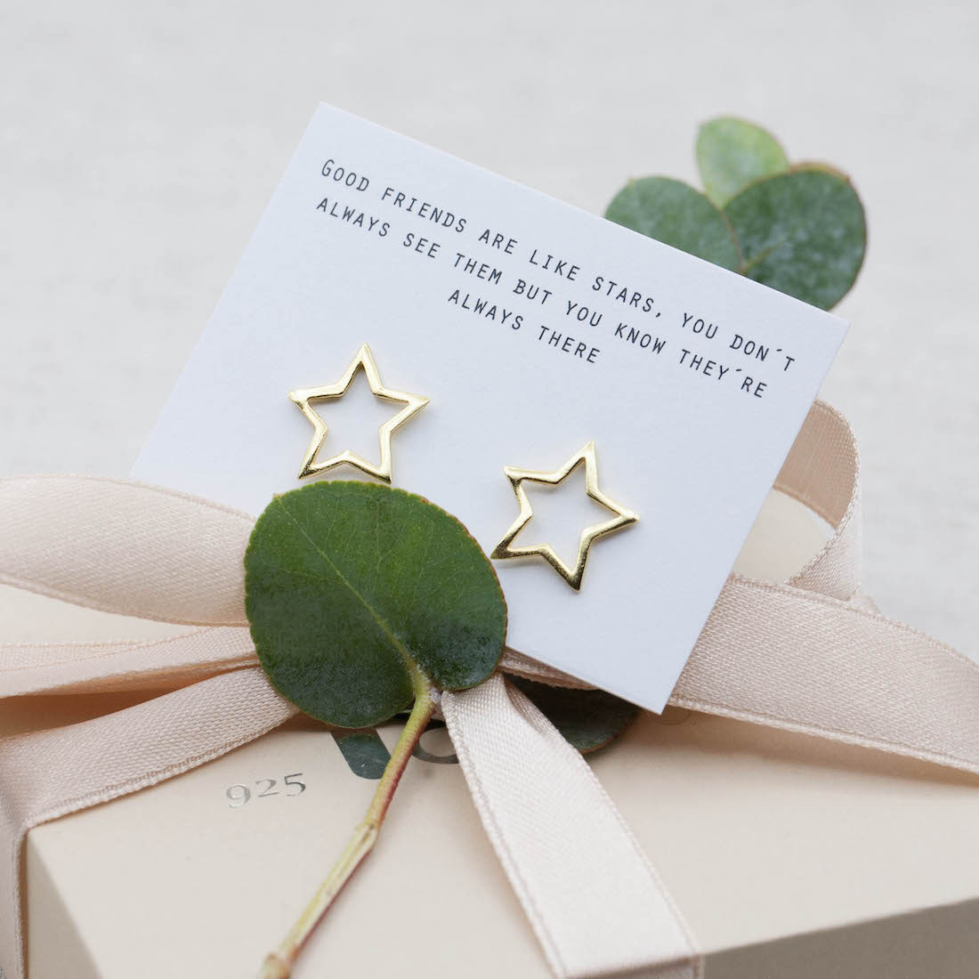 Gold earrings contour star