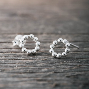 Silver earrings circle "dots"