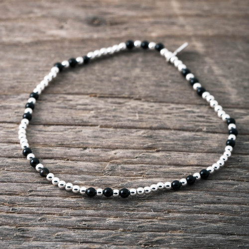 Silverarmband svart onyx