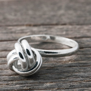 Silver ring love knot