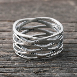 Silver ring twisted braid