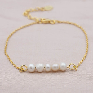 Gold bracelet big freshwater pearls