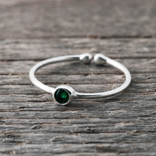 Silverring Swarowski kristall - Emerald