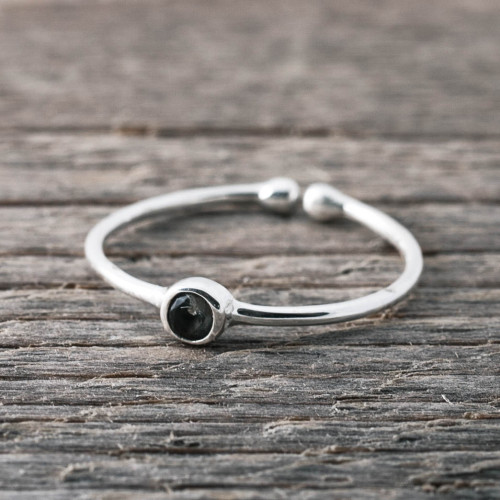 Silverring Swarowski kristall - Greige