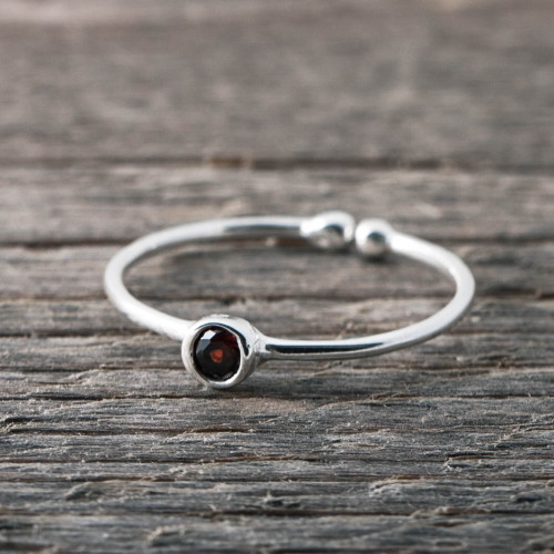 Silverring Swarowski kristall - Burgundy