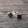Silver earrings 6mm red stone