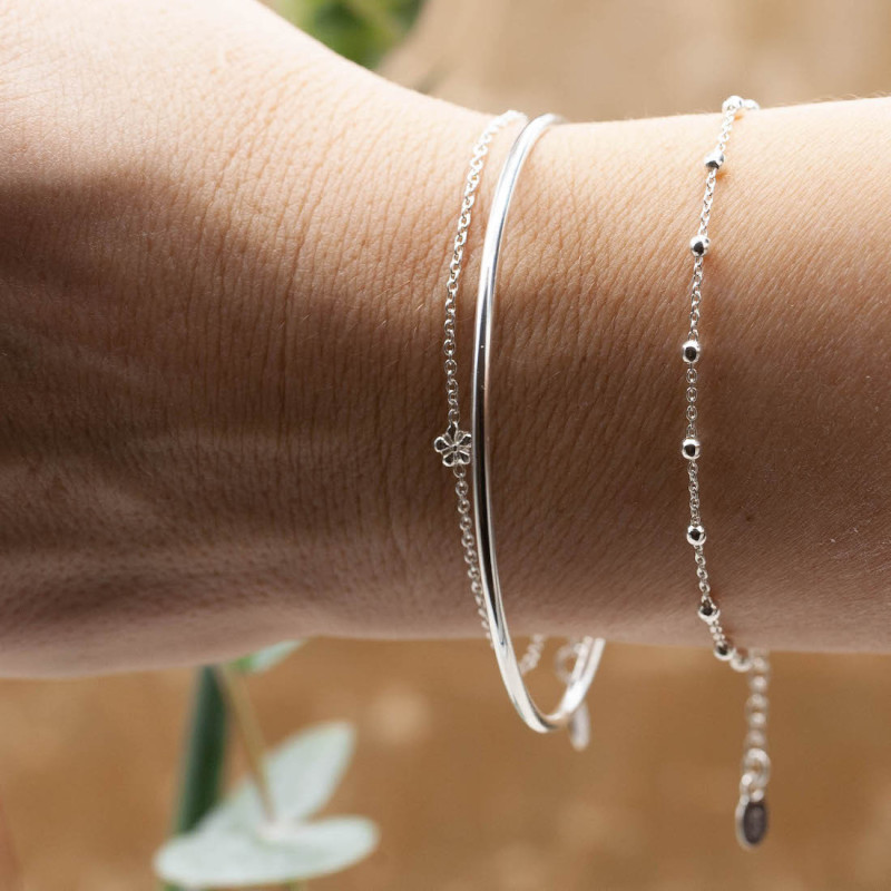 Silverarmband tunn länk med kulor