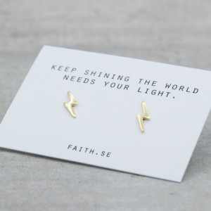 Gold earrings lightning bolt
