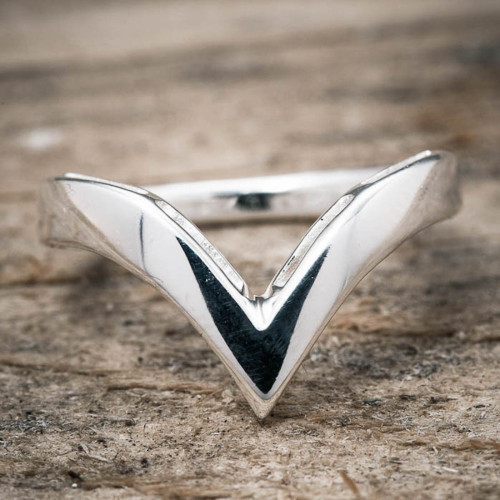 Silverring V-formad grov