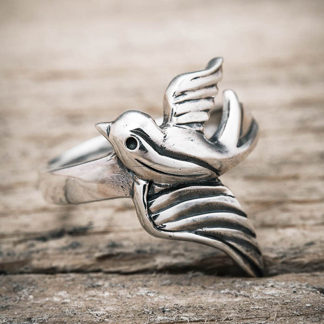 Silver ring big swallow