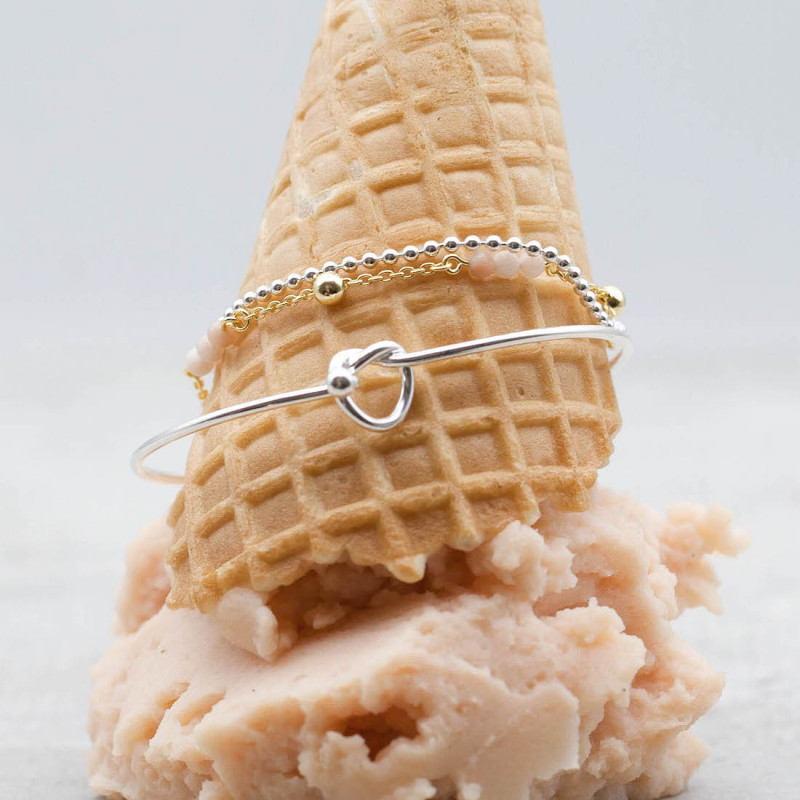 Silverarmring stel m kärleksknut