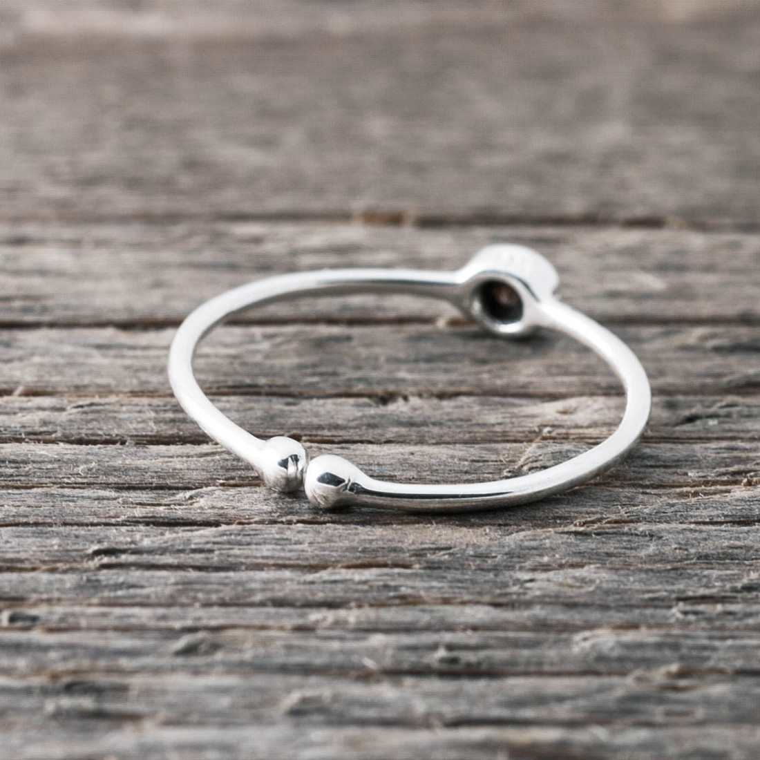 Silverring Sten -Vit kristall