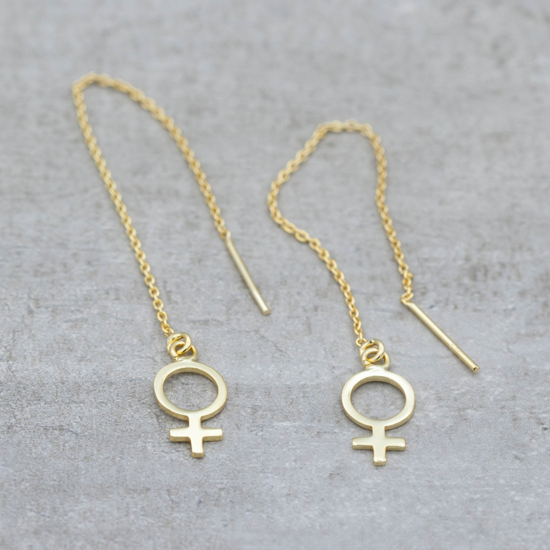 Gold earrings female sign in chain - Big