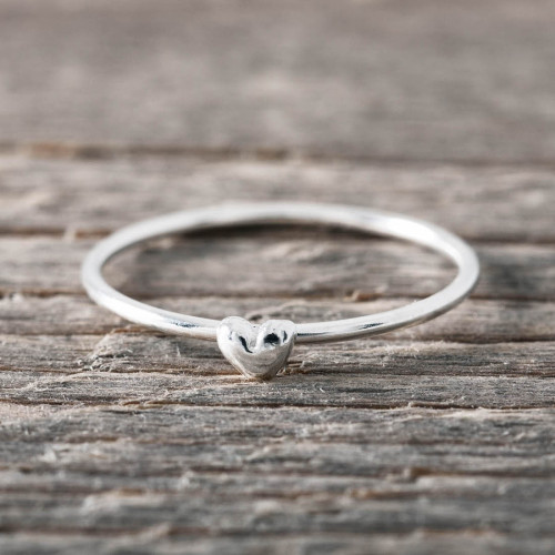 Silverring litet bulligt hjärta