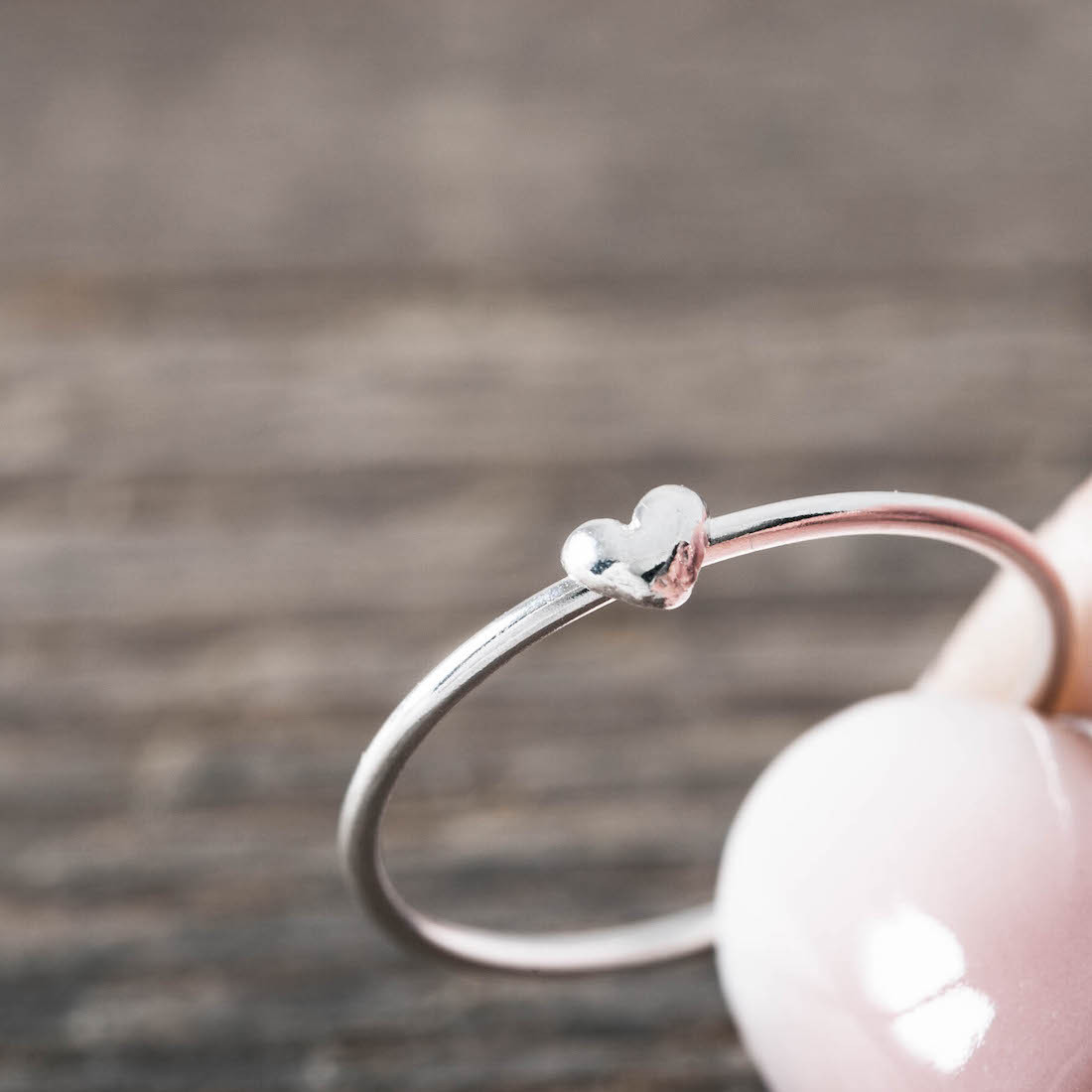 Silverring litet bulligt hjärta