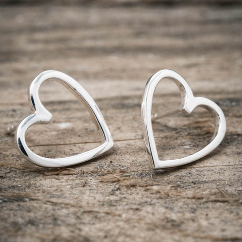 Silver earrings big heart