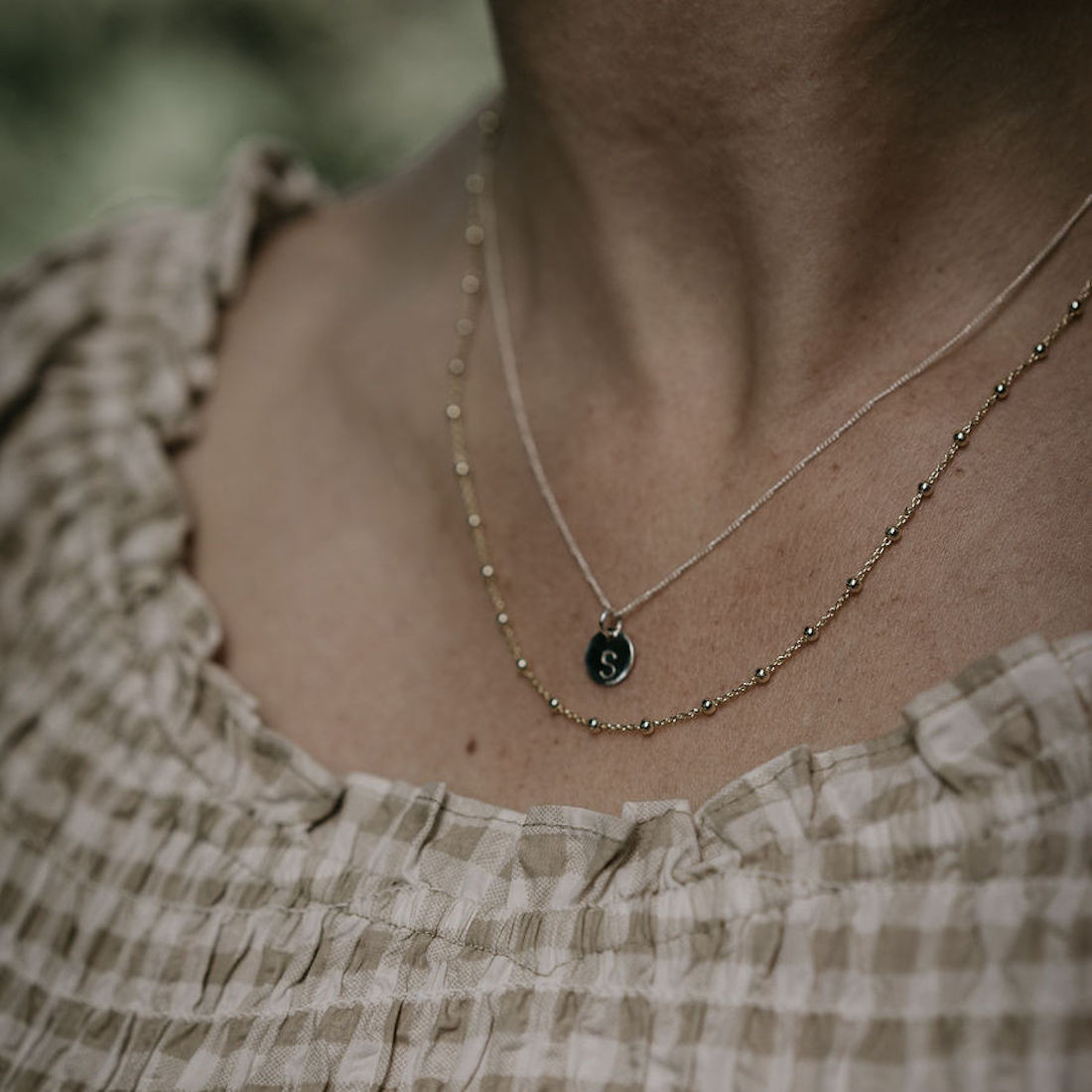 Silver pendant mini letter tag