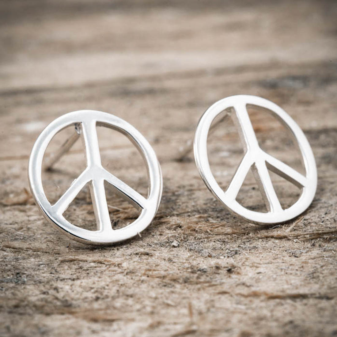 Silver earrings big peace