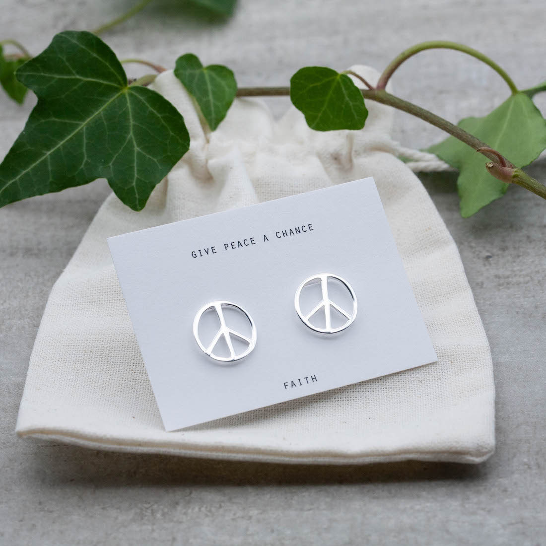 Silver earrings big peace
